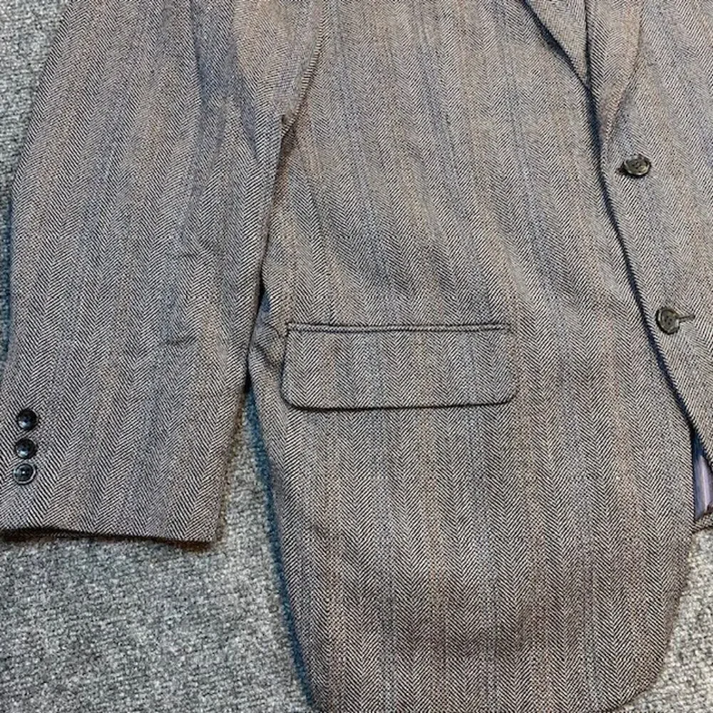 WALL STREET Collection All Wool Herringbone Tweed Suit Blazer Jackets 46 R USA
